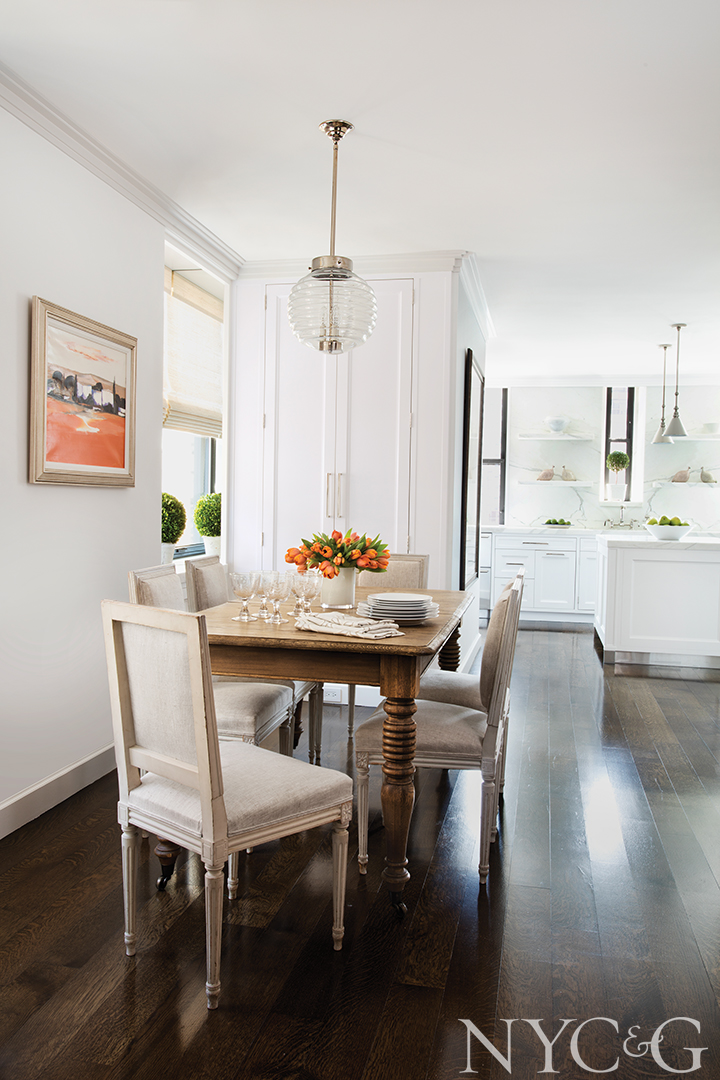 Elegant kitchen with oak dining table