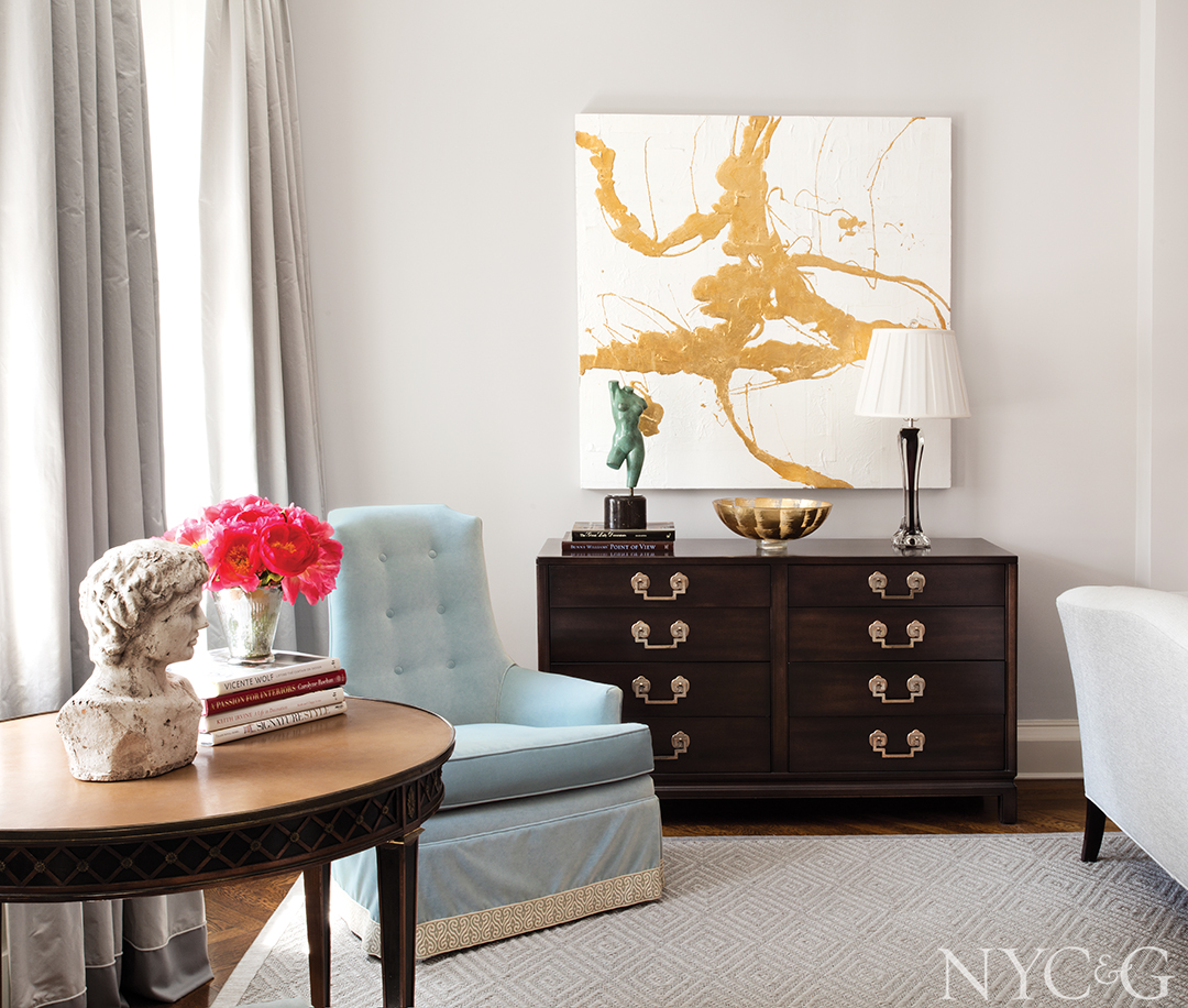 Gold-leaf artwork style living room