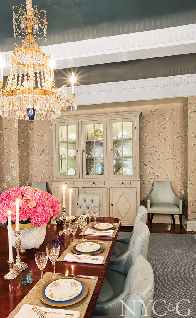 19th-century Swedish china cabinet furnishes dining room