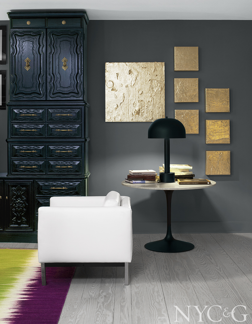 Mushroom lamp sits in elegant living room