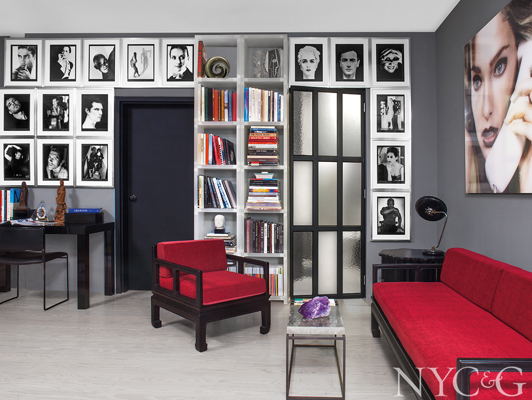 Portraits occupy office wall