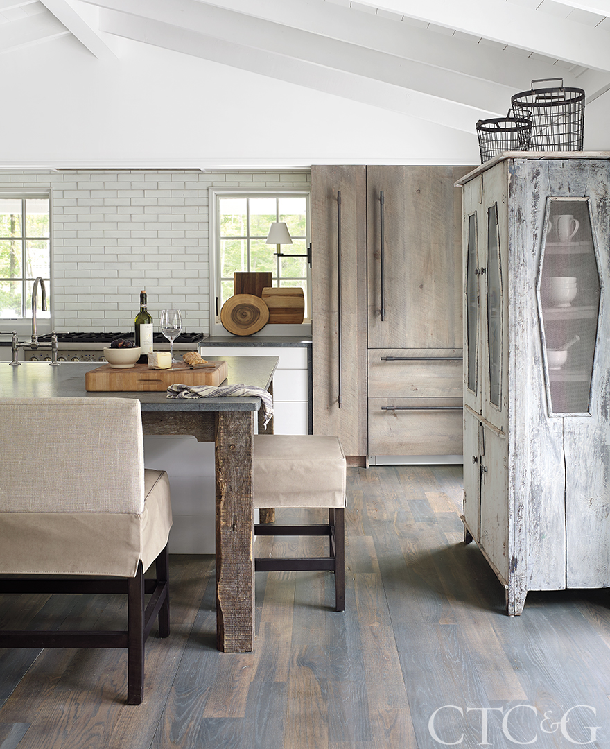 Grey, white, and brown wooden kitchen