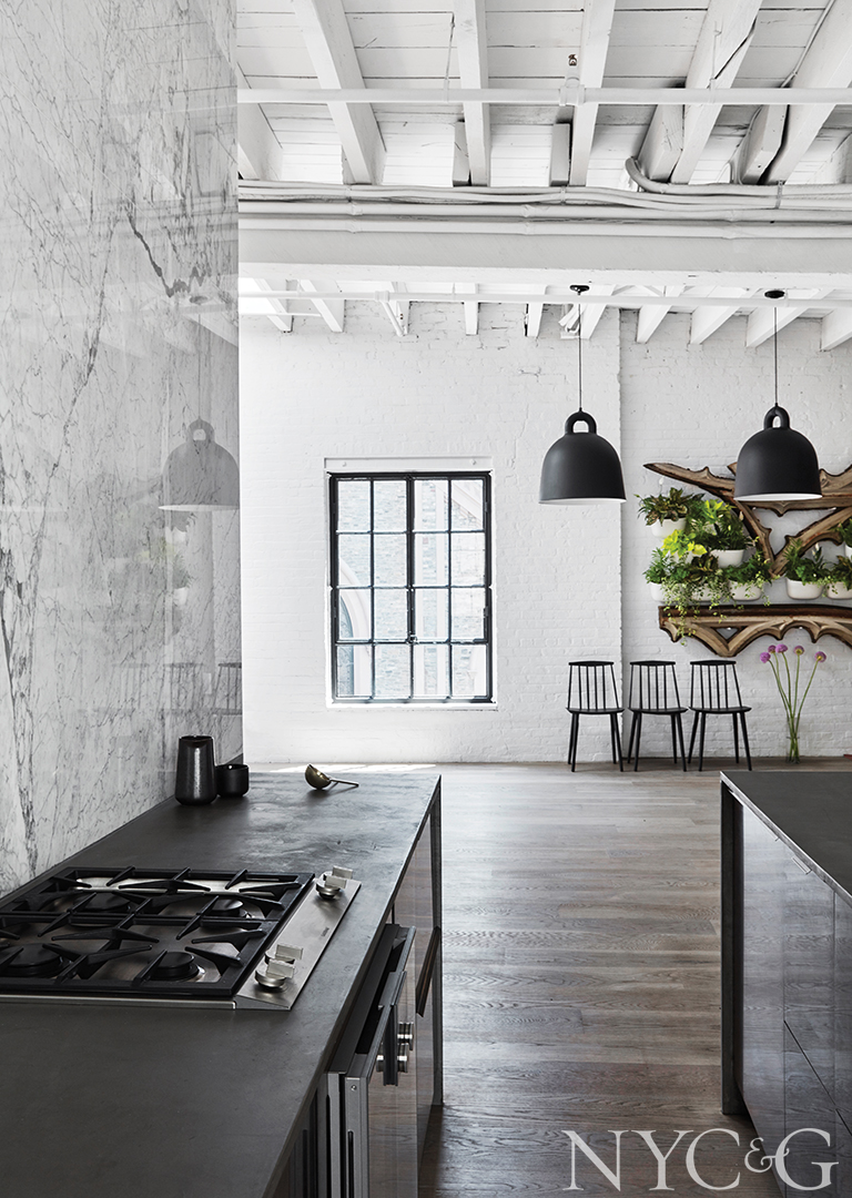 Aluminum Bell pendant lights hang aside kitchen