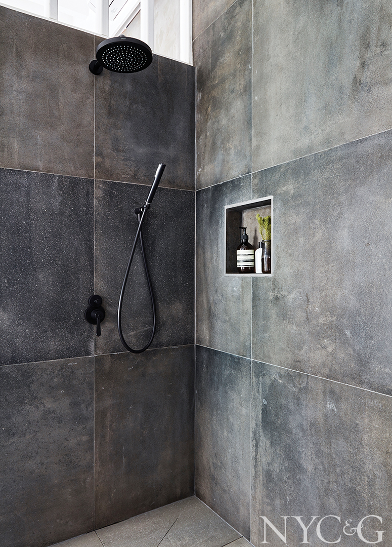 Luxuriously tiled shower