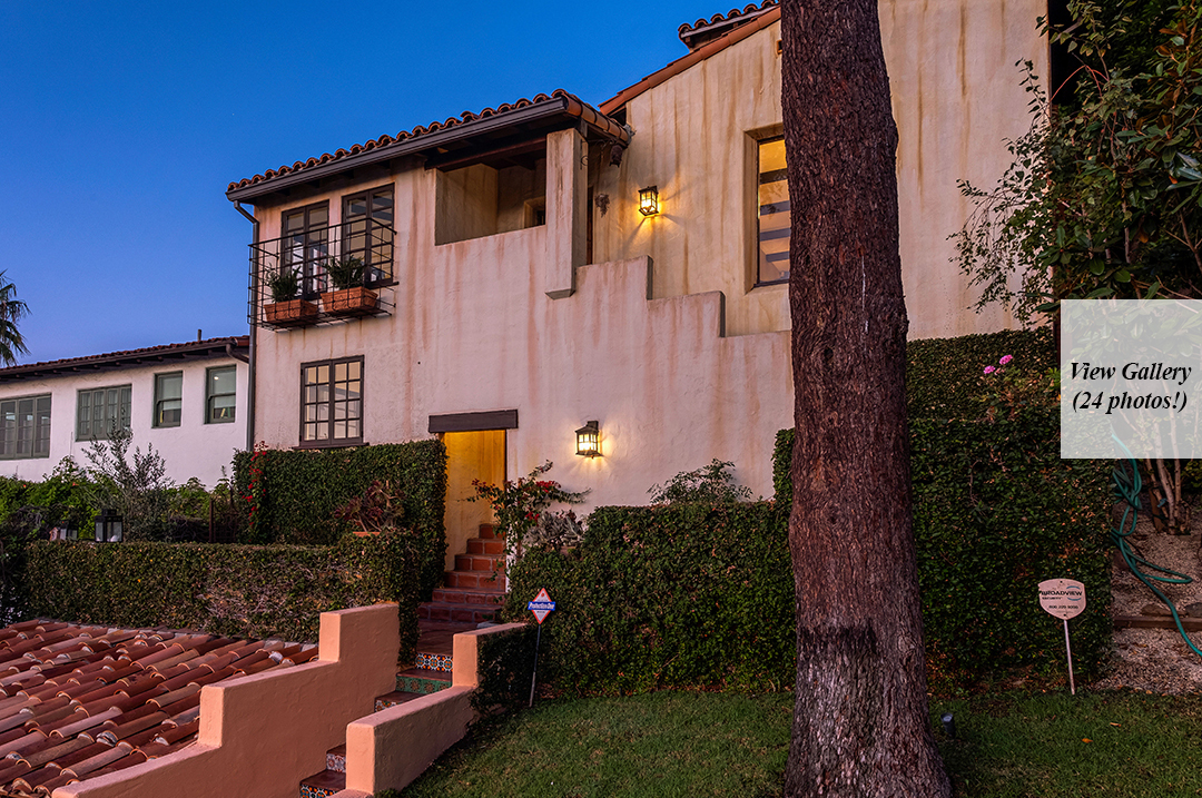 Spanish-style exterior of Aaron Paul's Home