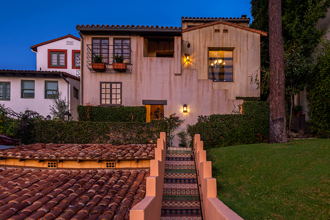 Spanish-style exterior of Aaron Paul's Home