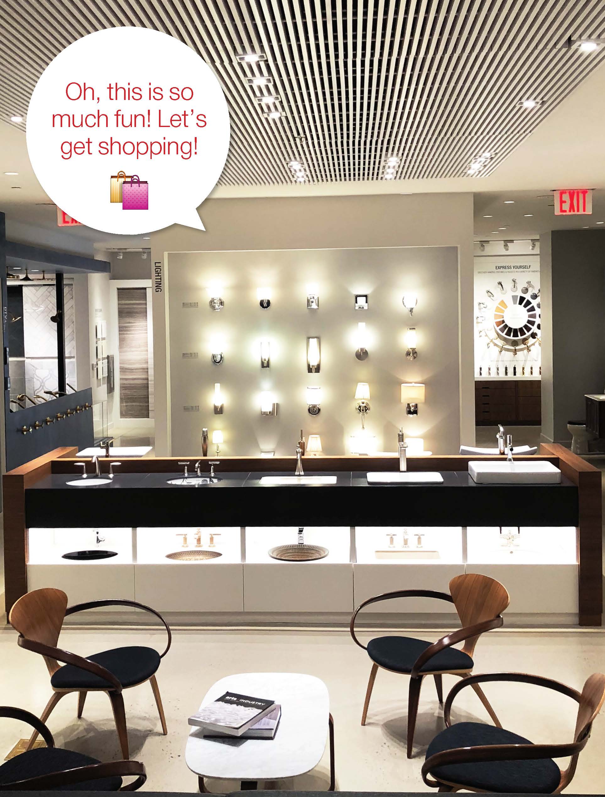 Sconces and sinks on display at Kohler