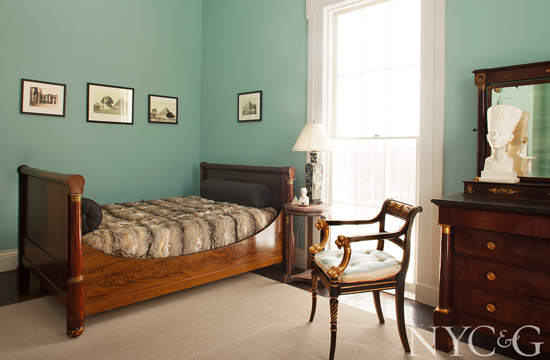 Mahogany bed in this Egyptian room